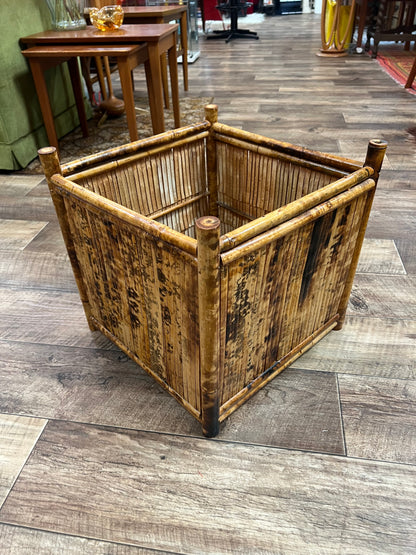 Tortoiseshell Cane Plant Basket / Bamboo Planter Holder