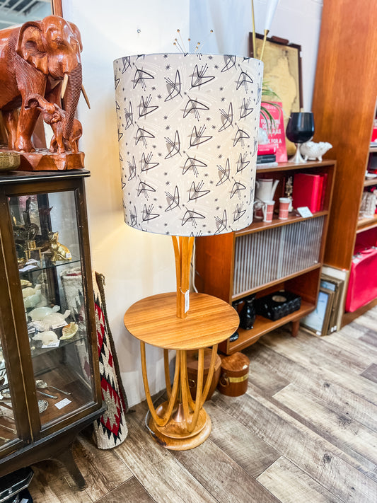 Atomic Floor Lamp with Built-In Table & Atomic Print Shade