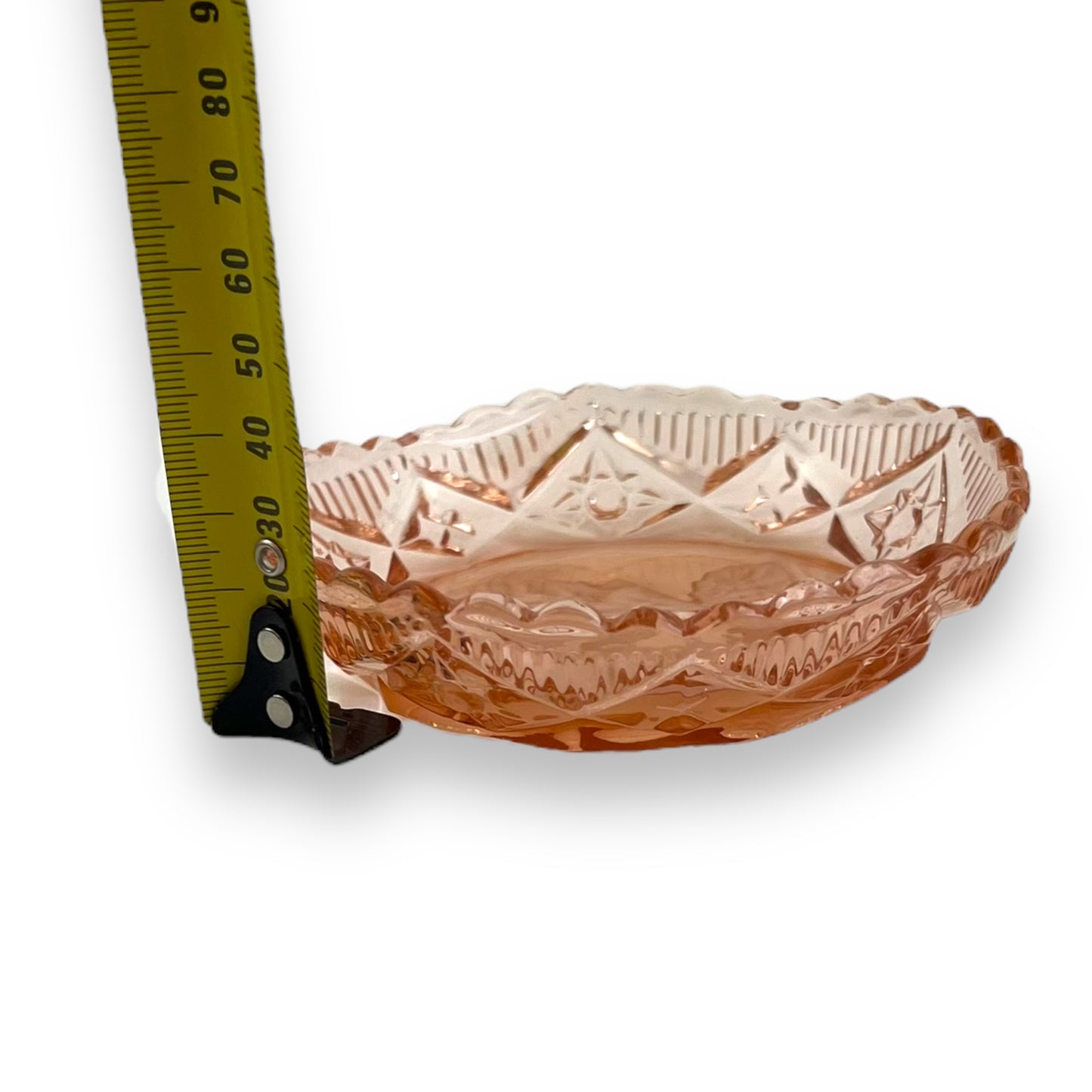 Pink Depression Glass Dish – Etched Cherry Motif Trinket Bowl