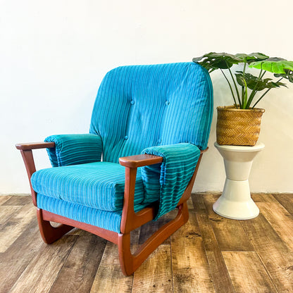 Sleigh Base Blue Striped Single Chair