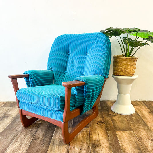 Sleigh Base Blue Striped Single Chair