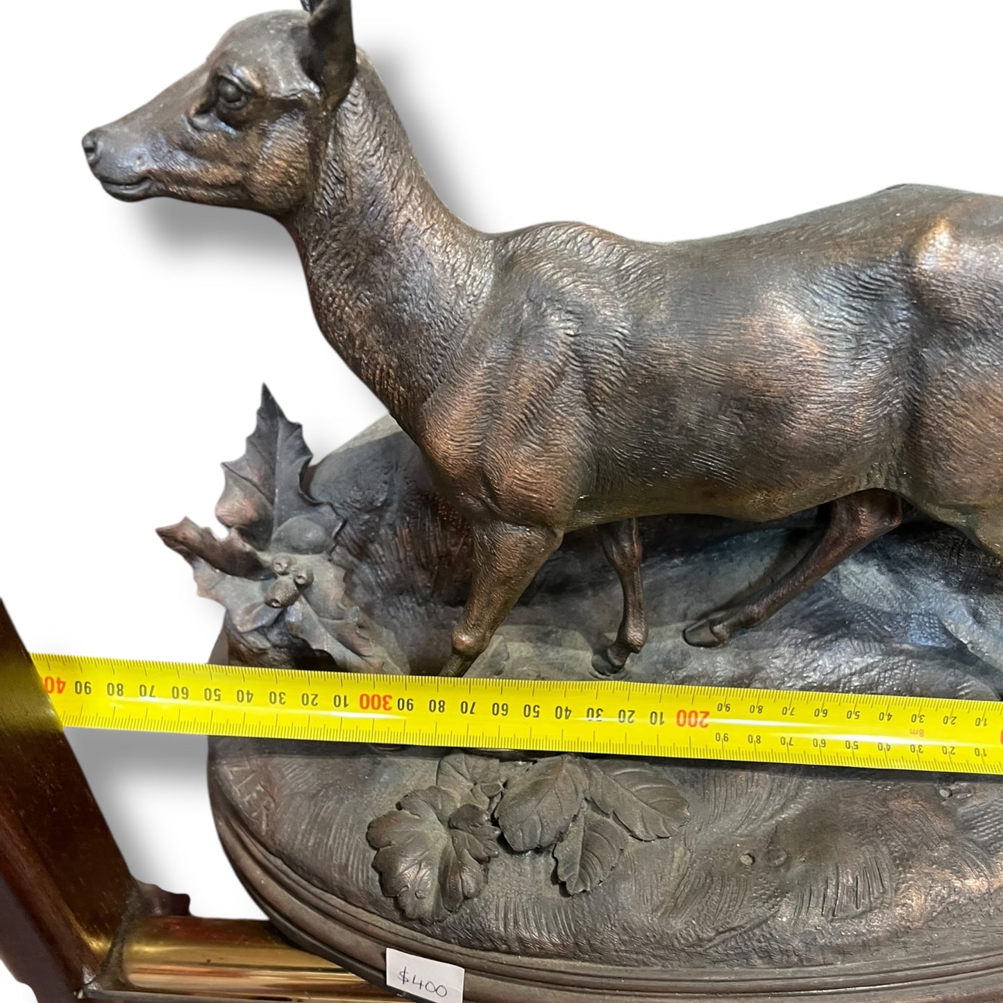 Large Bronze Deer Sculpture — Signed Keizler