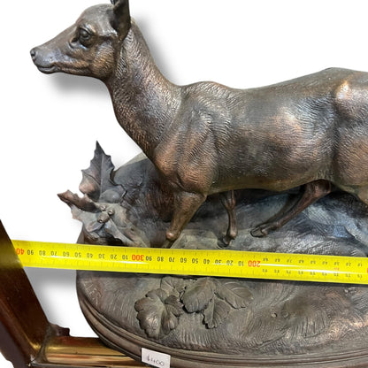 Large Bronze Deer Sculpture — Signed Keizler