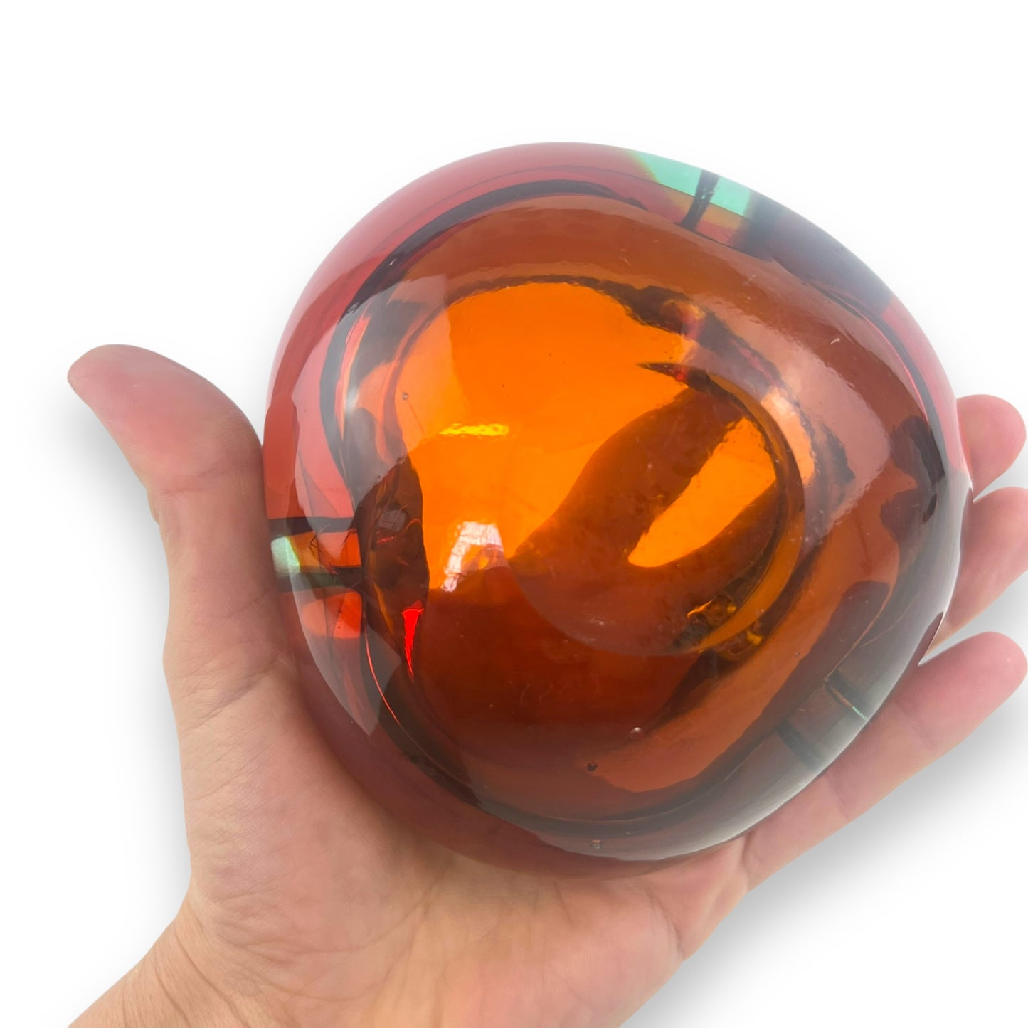 Orange, Red & Green Art Glass Ashtray