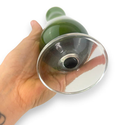 Green Empoli Art Glass Vase with Clear Base