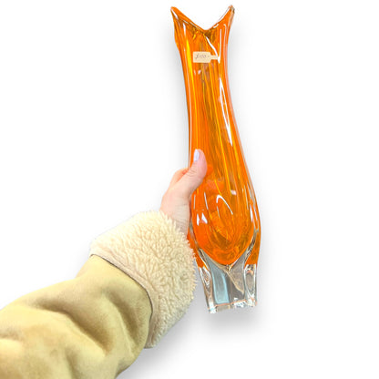 Orange Mid-Century Art Glass Vase