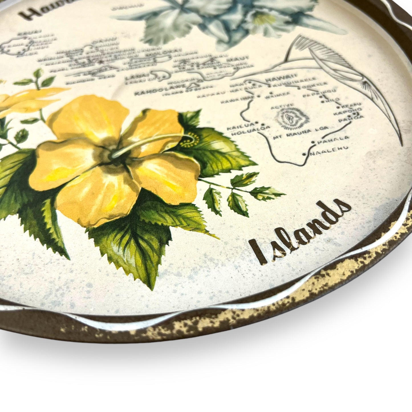 Hawaiian Islands Round Metal Tray