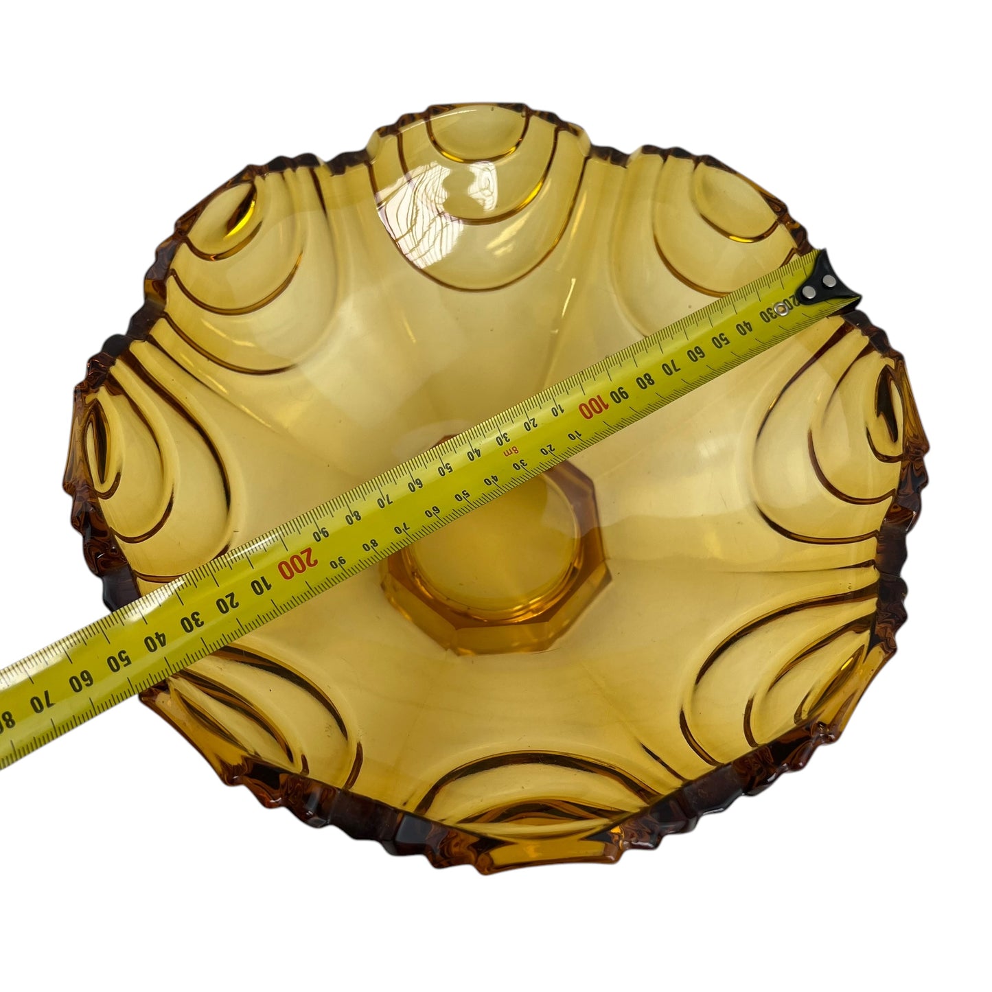 Amber Glass Scallop Edge Bowl