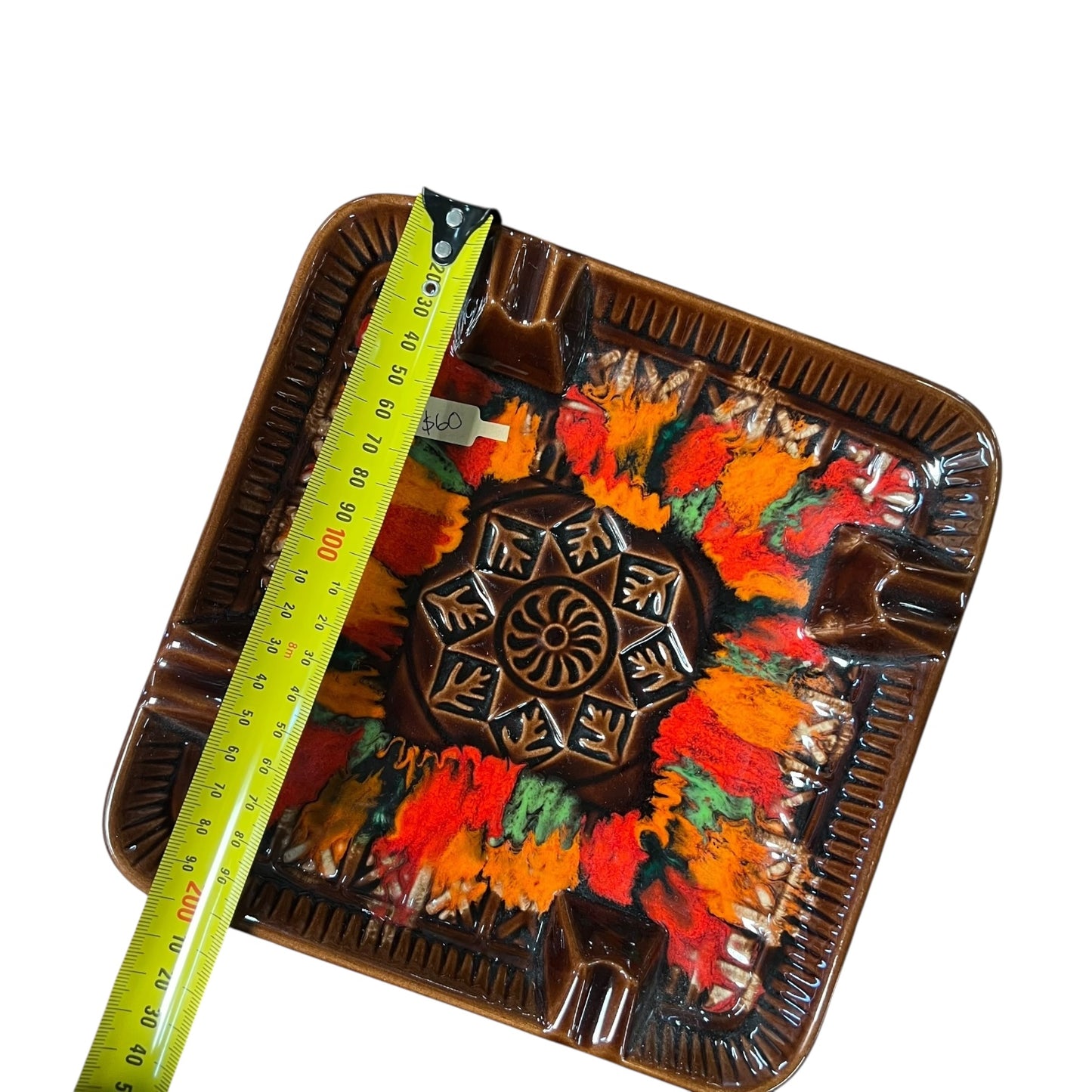 Ceramic Ashtray – Brown with Fire-Glaze Centre