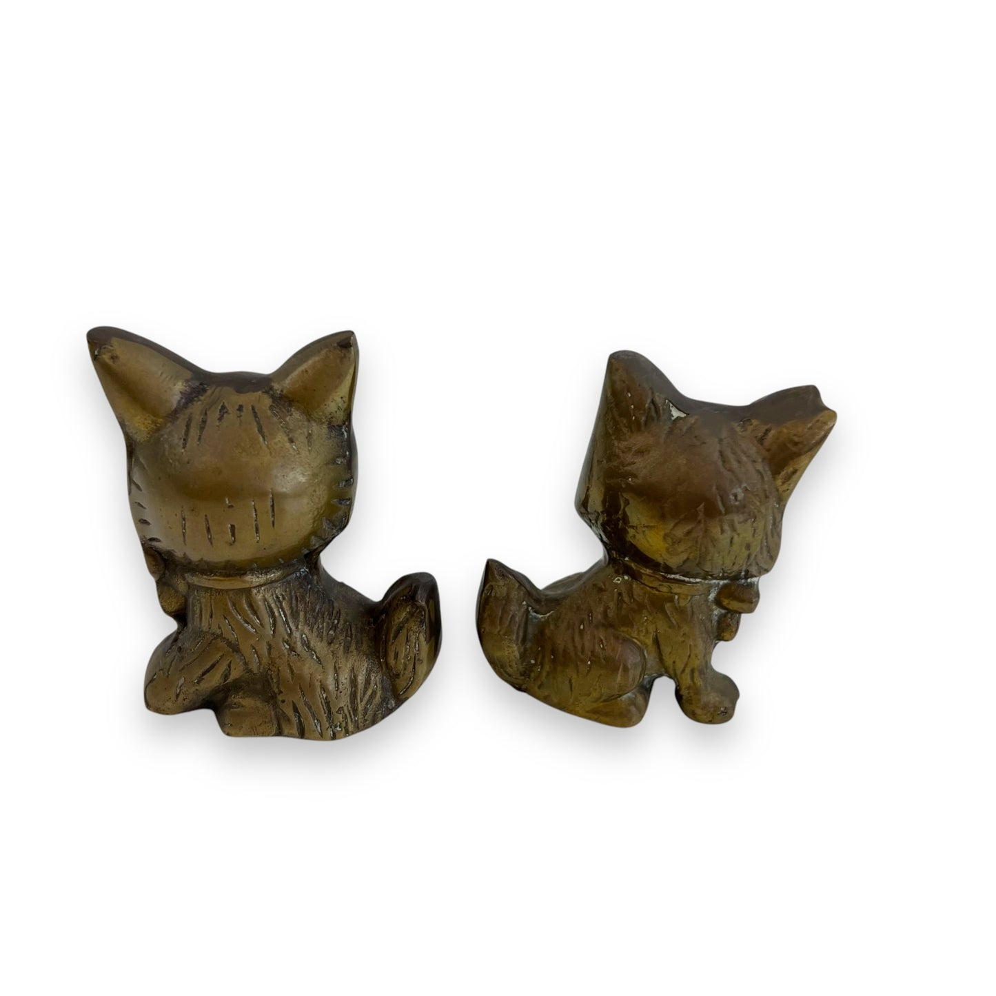 Brass cat statue set of two