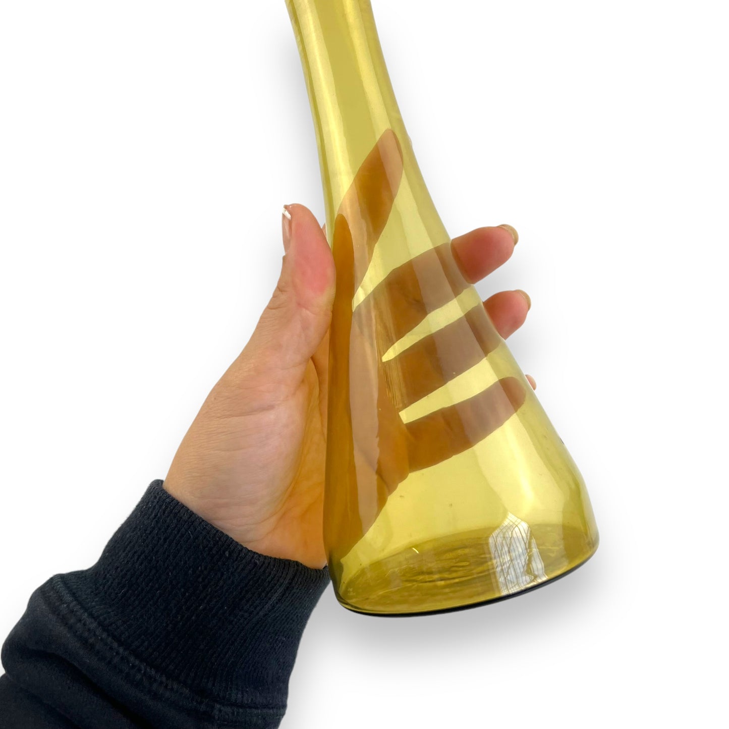 Yellow tall glass vase