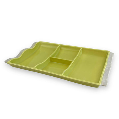 Poole Pottery Divided Serving Tray Plate – Green Mid-Century Ceramic Platter, England