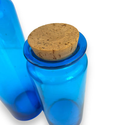 Blue glass jar set of 2 with cork lids