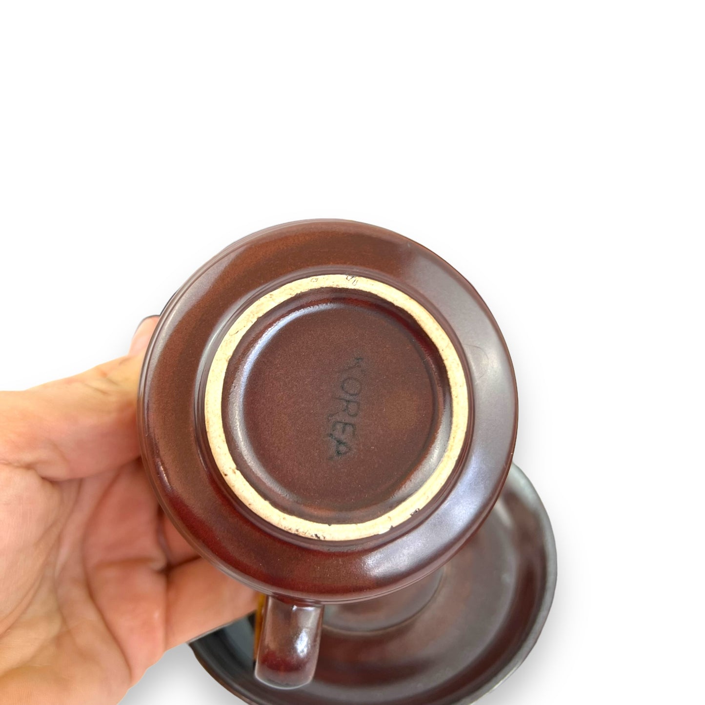 Brown Ceramic Tea Set: Teapot, 6 cups & 6 saucers