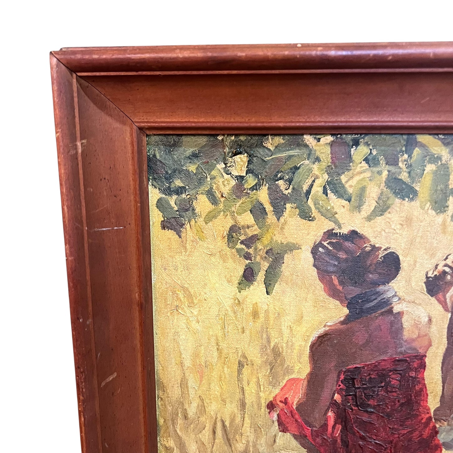 Two Women in Sunlit Field, Homage to “The Summer” by Bubnov, Signed “Gole” Oil Painting