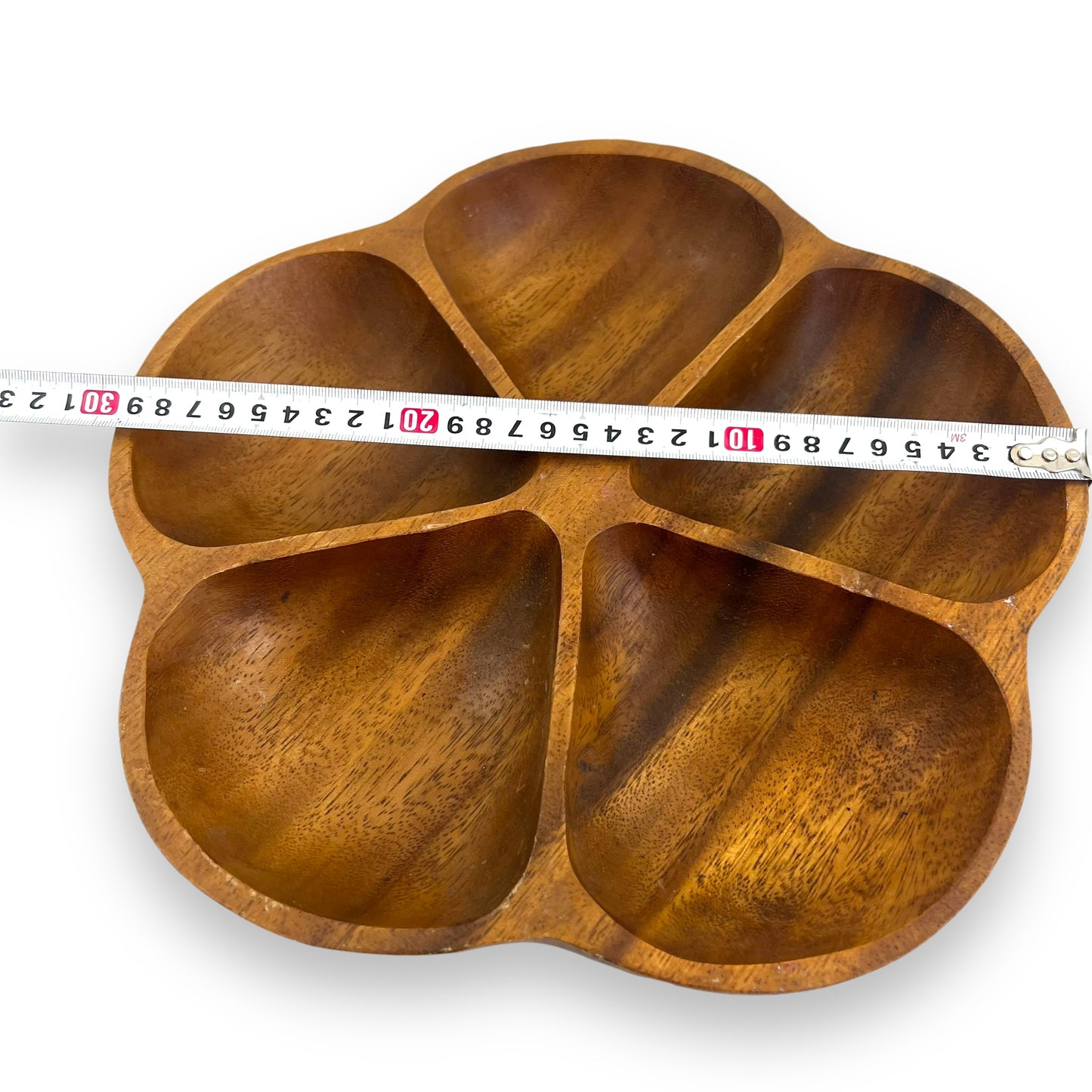 Wooden Flower Shape Sectioned Serving Platter