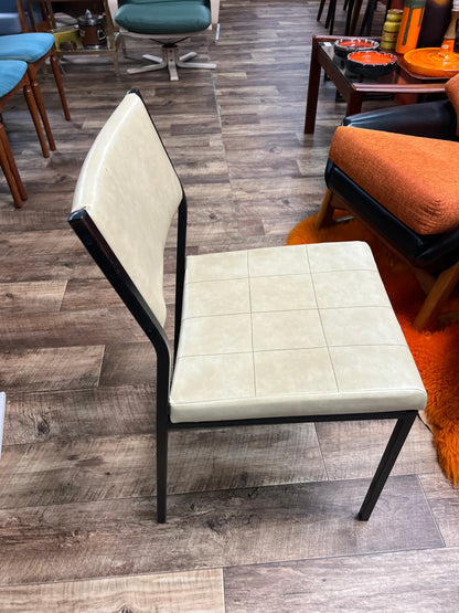 Cream Vinyl Dining Chair – Black Metal Frame