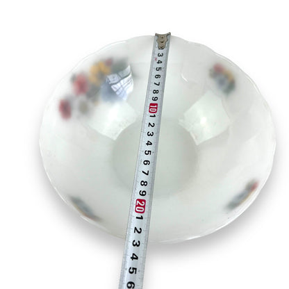 Arcopal France Multicolour flower white glass bowl