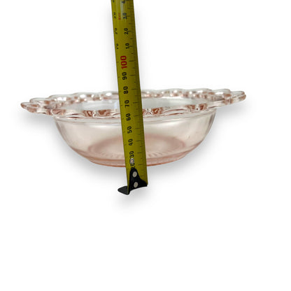 Pink Glass Bowl Lace Cutout Edge