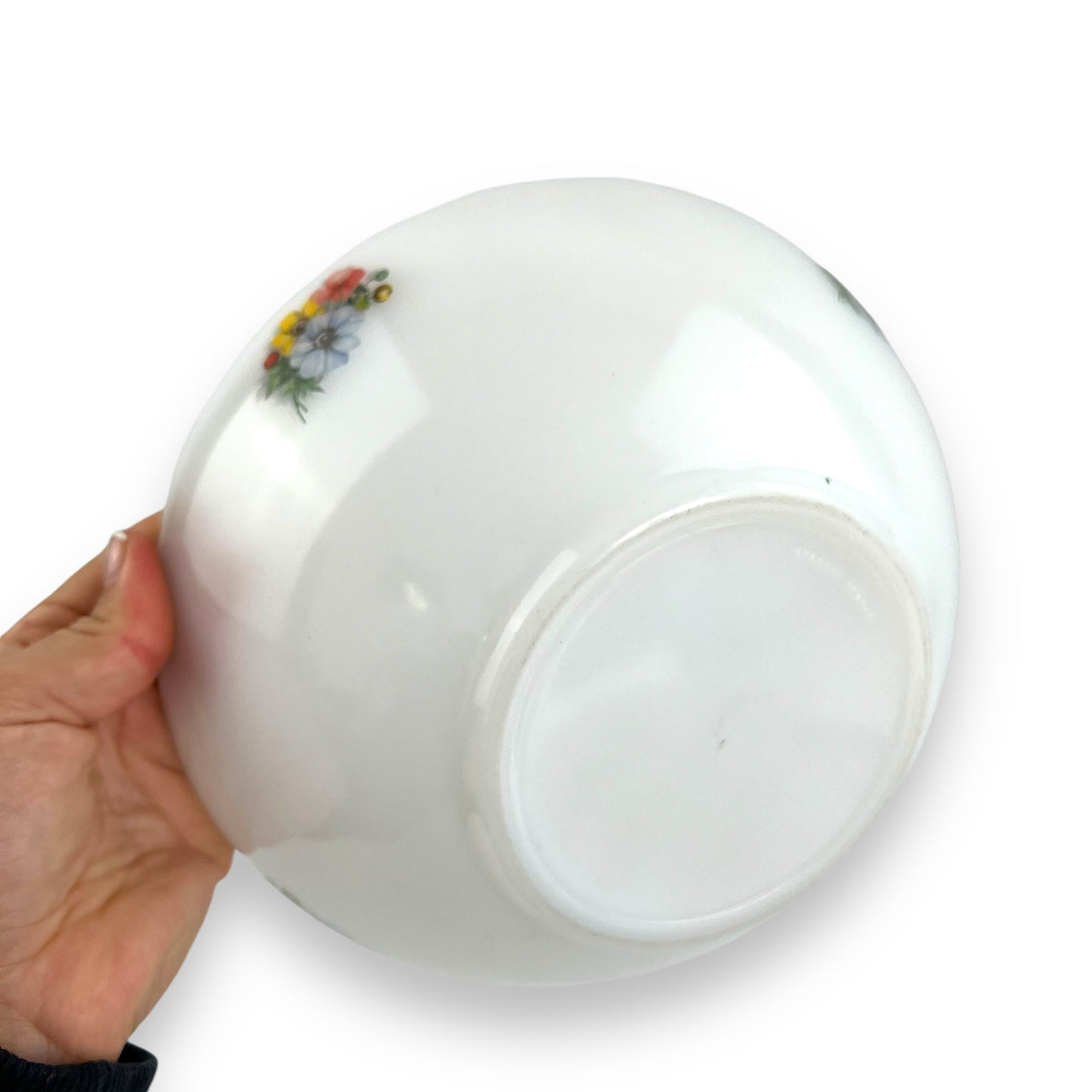 Arcopal France Multicolour flower white glass bowl