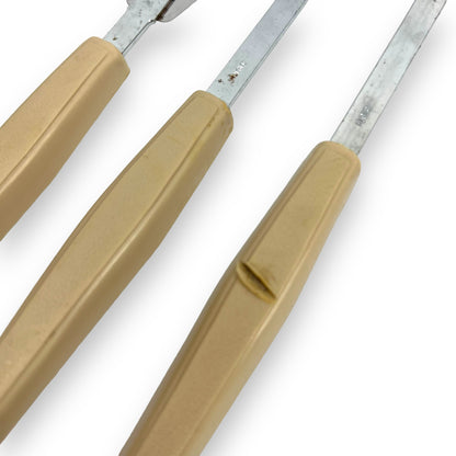 Kitchen Utensils Set x3 Brown Plastic Handles