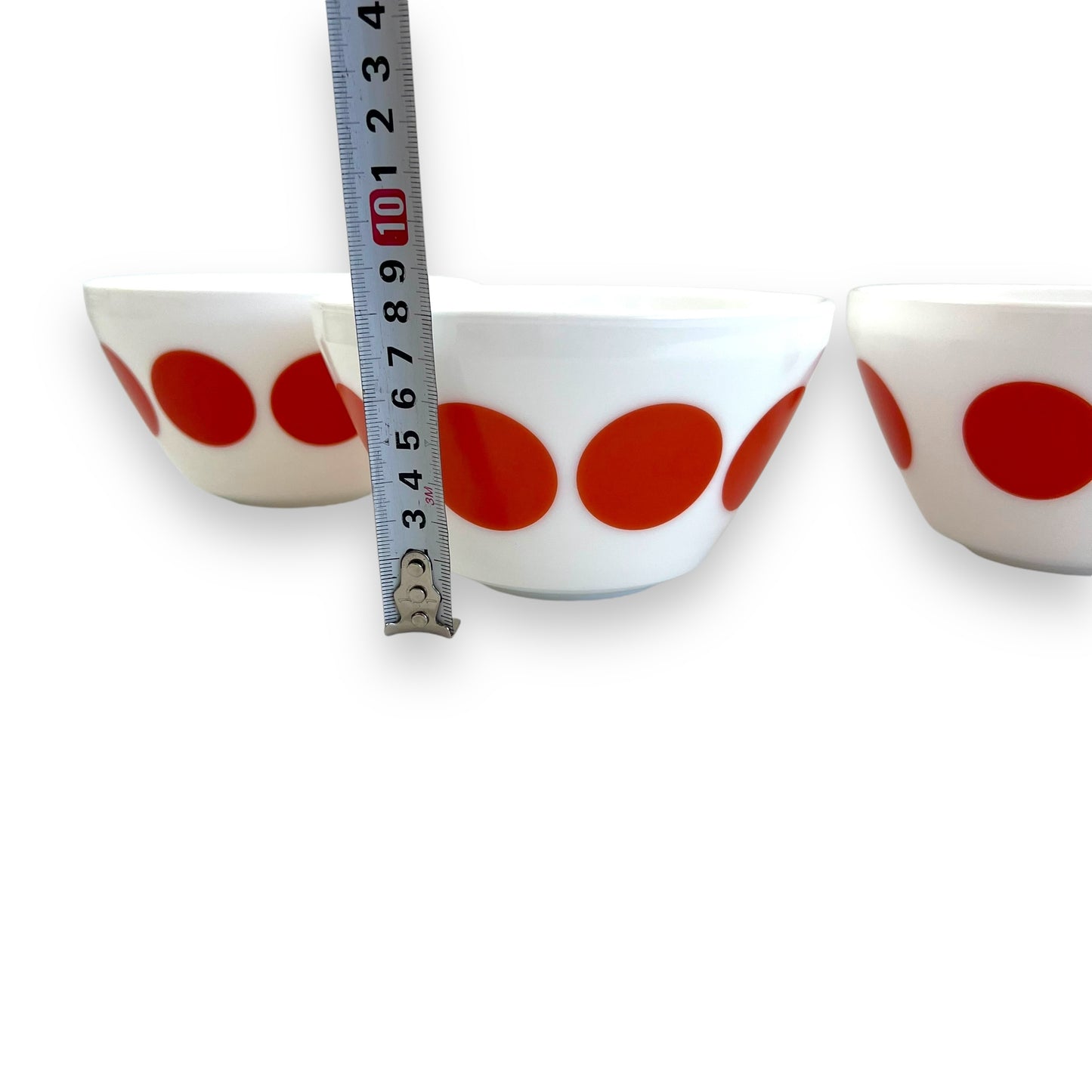 Red dot bowl set of 4