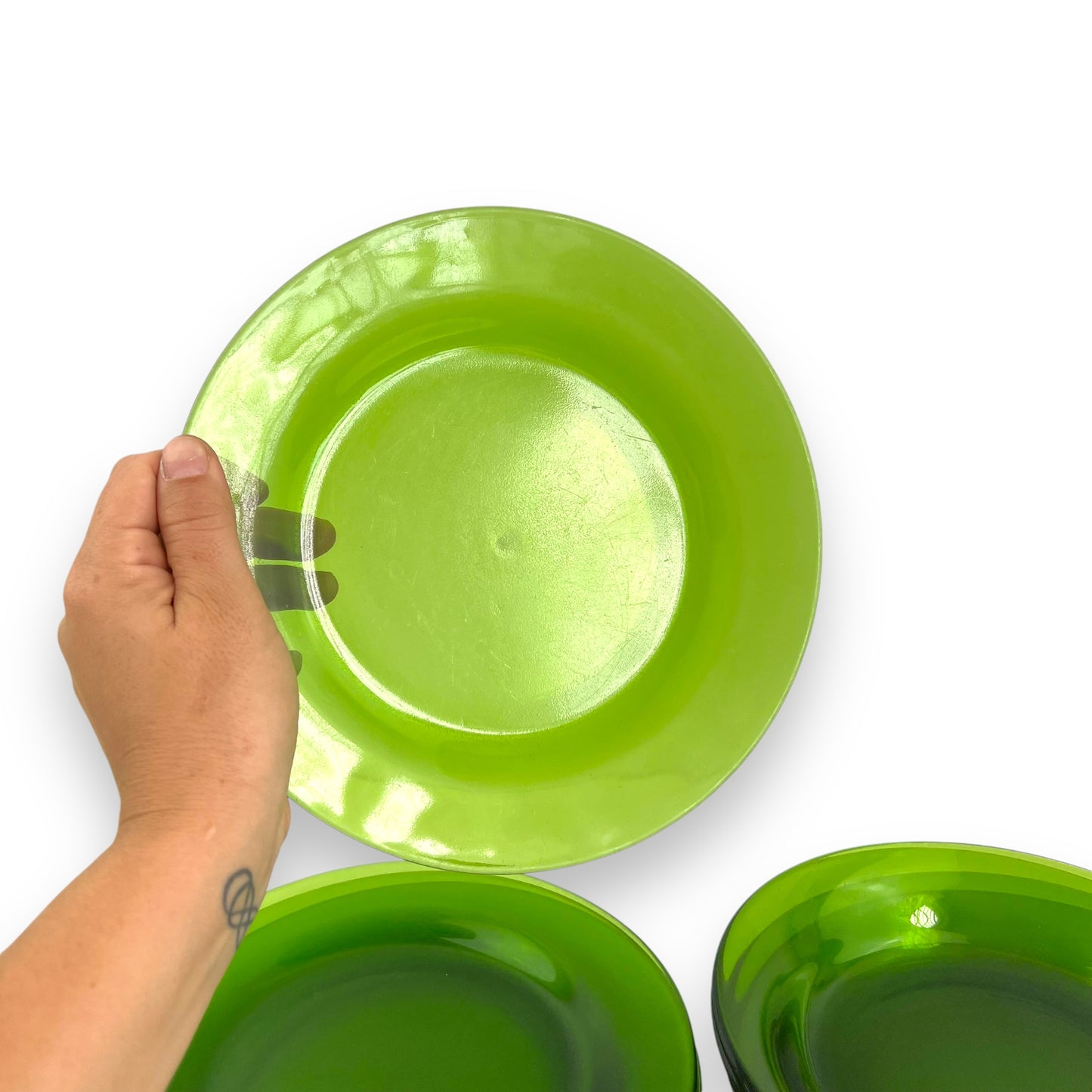 Durax France Green Glass 4 Person Dinner Set