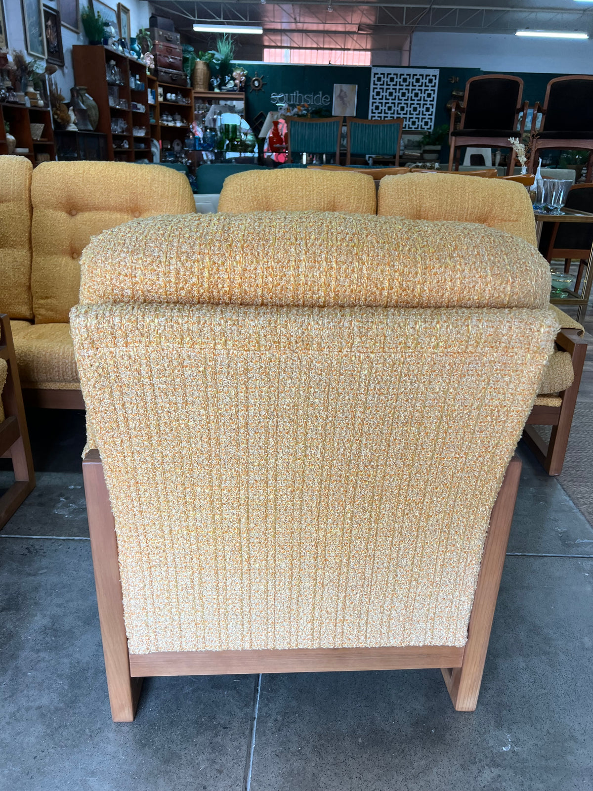 Mustard Yellow Bouclé Timber Lounge Chair