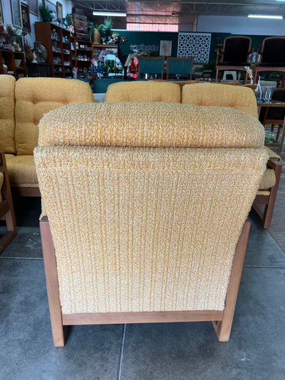 Mustard Yellow Bouclé Timber Lounge Chair