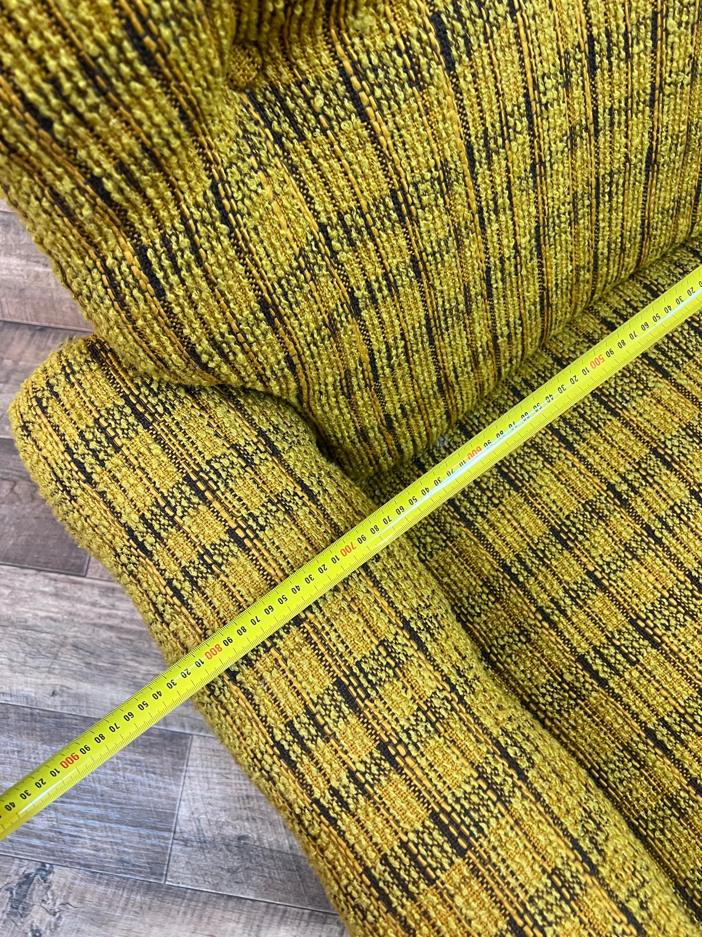1970s Mustard Yellow Textured Fabric Armchair