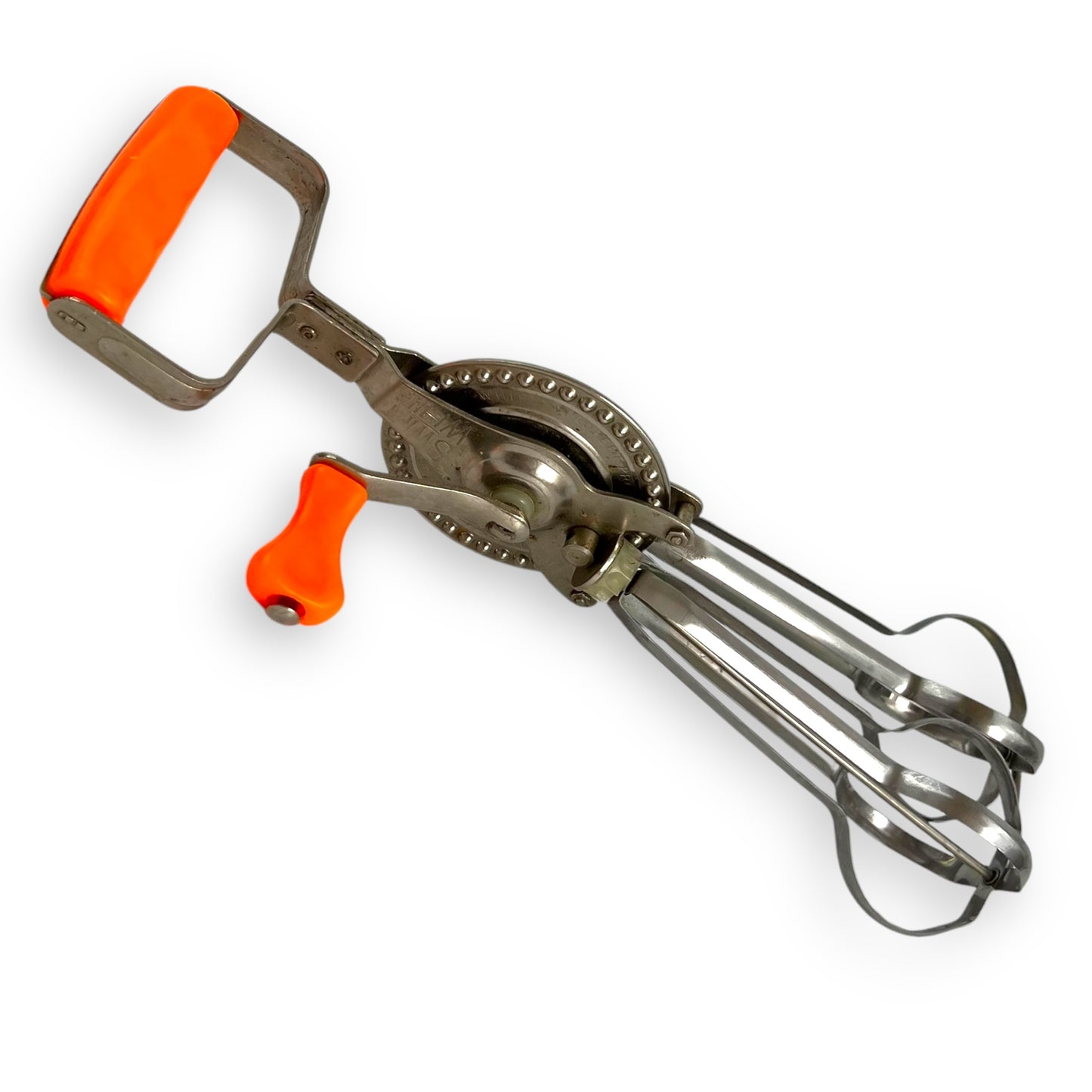 Retro Swift Whip Orange Handle Hand Whisk Egg Beater - Stainless Steel