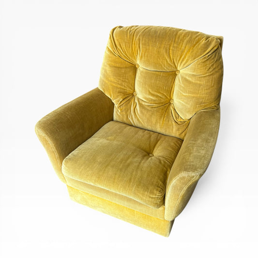 Fler Yellow Velvet Single Lounge Chair (Hole on side)