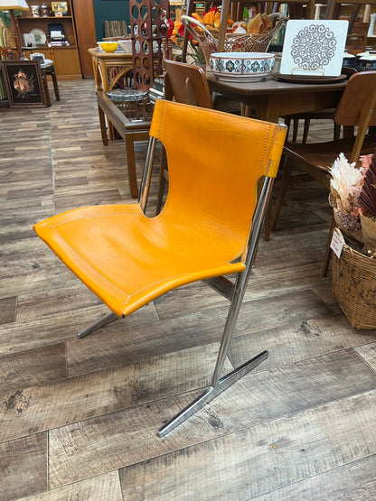 W.D. Wallace Orange Leather Cantilever Chair c.1969