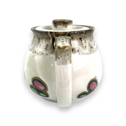 Fat Lava Drip Teapot red flower design.