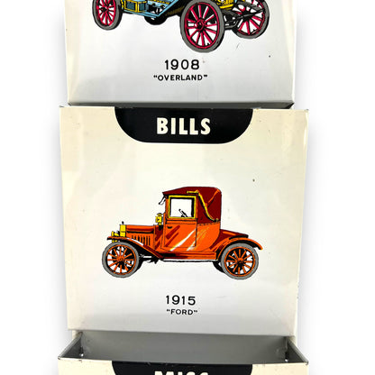 Metal Letters & Bills Wall Hanging Organiser with Vintage cars artwork