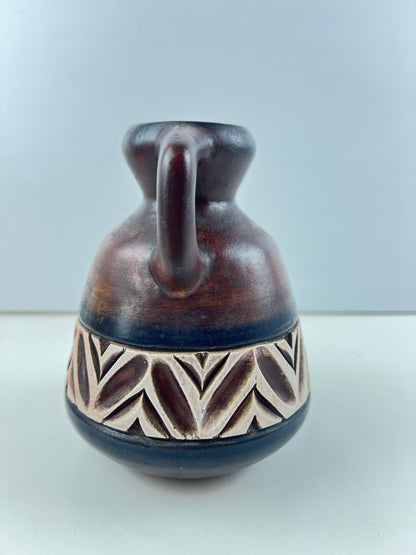 Beit Hayotser Israel Pottery Vase – Brown & Cream Handled Vase