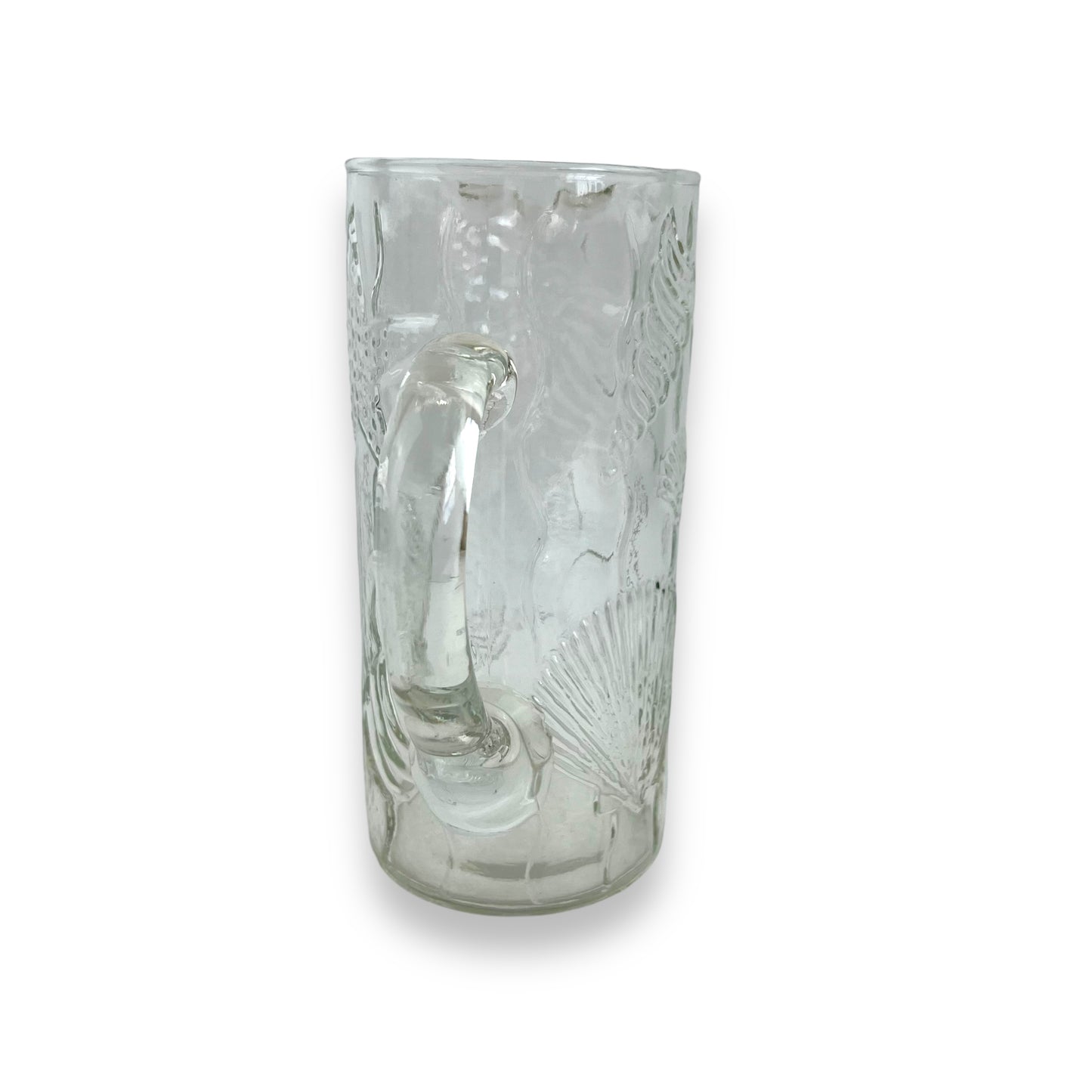Clear glass seashell embossed pitcher jug