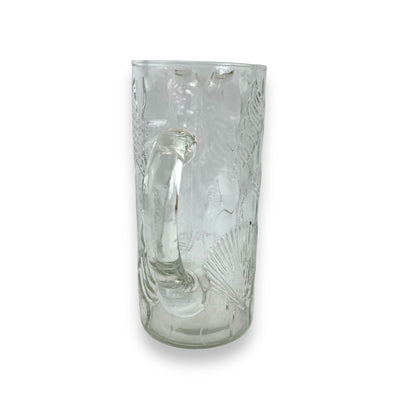 Clear glass seashell embossed pitcher jug