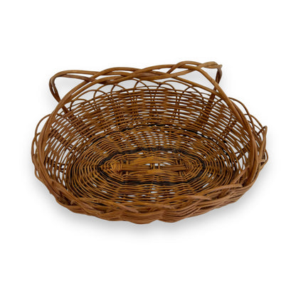 Wicker Basket with Handle – Handwoven Rustic Farmhouse Decor