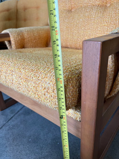 Mustard Yellow Bouclé Timber Lounge Chair