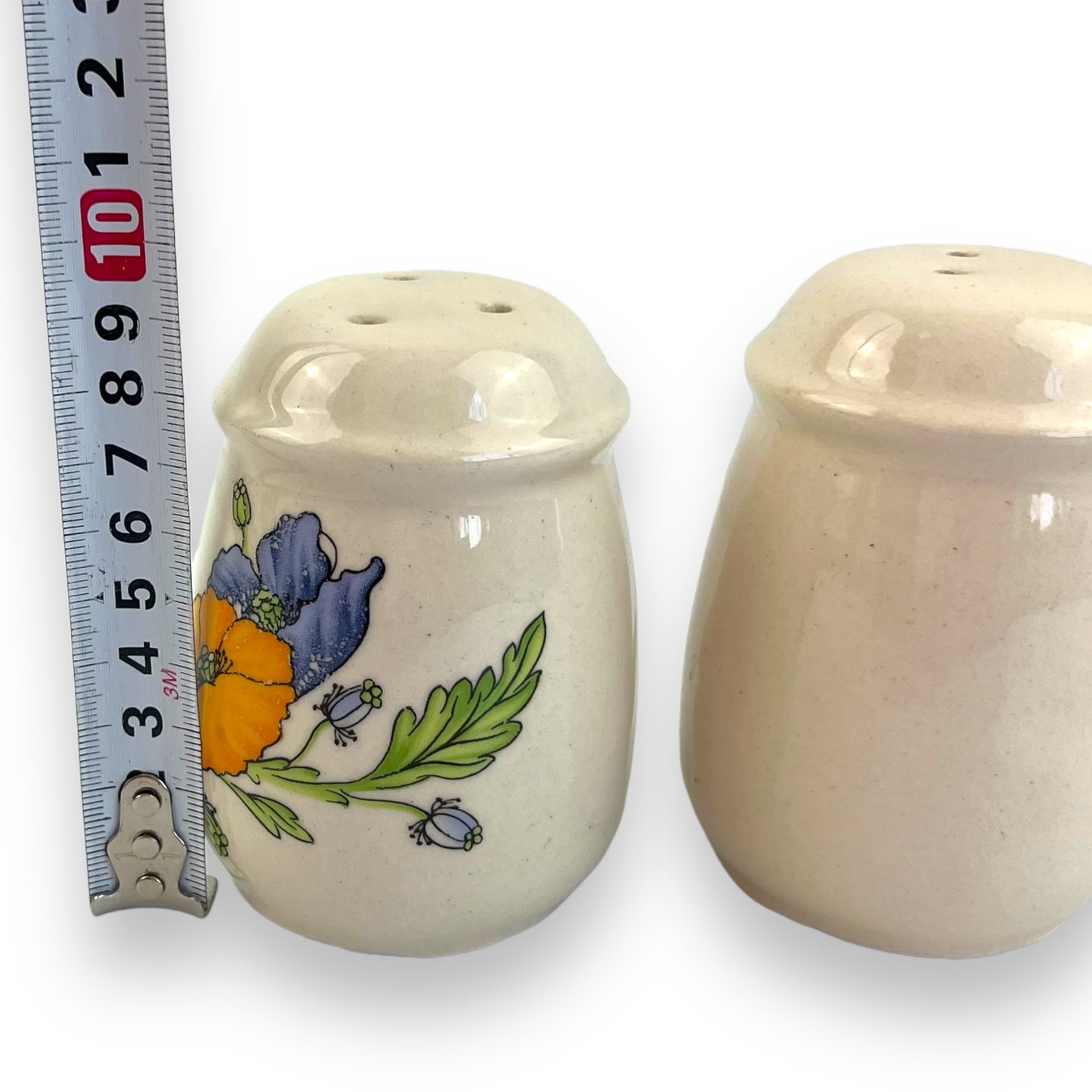 Orange & Blue flower salt and pepper shaker set