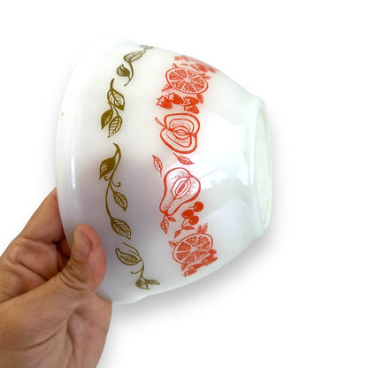 Pair of Vintage Fruit Design Milk Glass Bowls
