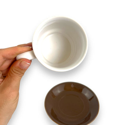 Staffordshire Potteries Orange & Brown Pattern cup and saucer set
