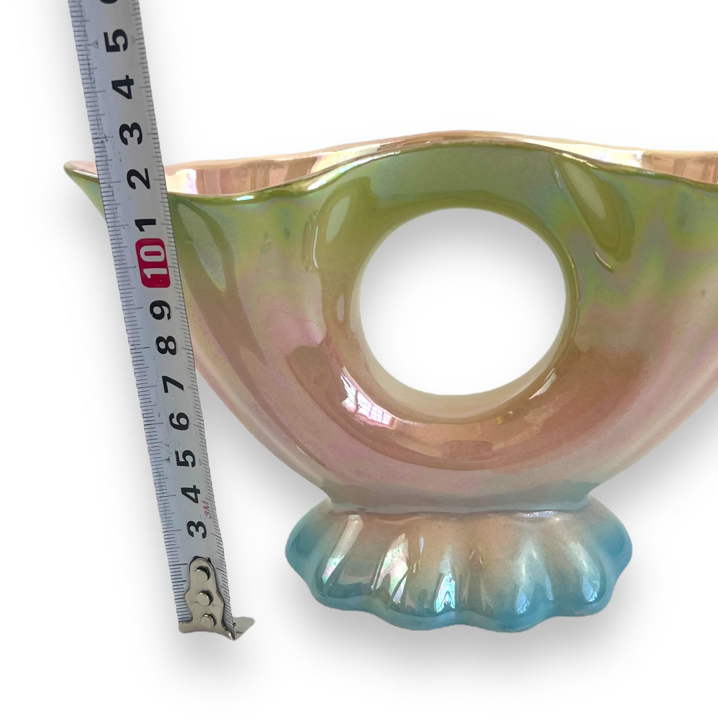 Lustreware Centerpiece Vase, Iridescent Pastel Ceramic