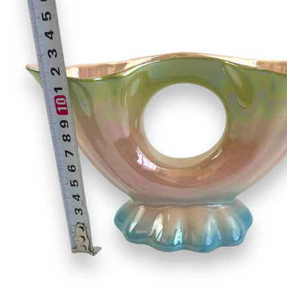 Lustreware Centerpiece Vase, Iridescent Pastel Ceramic