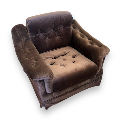 Brown Velour Lounge Chair