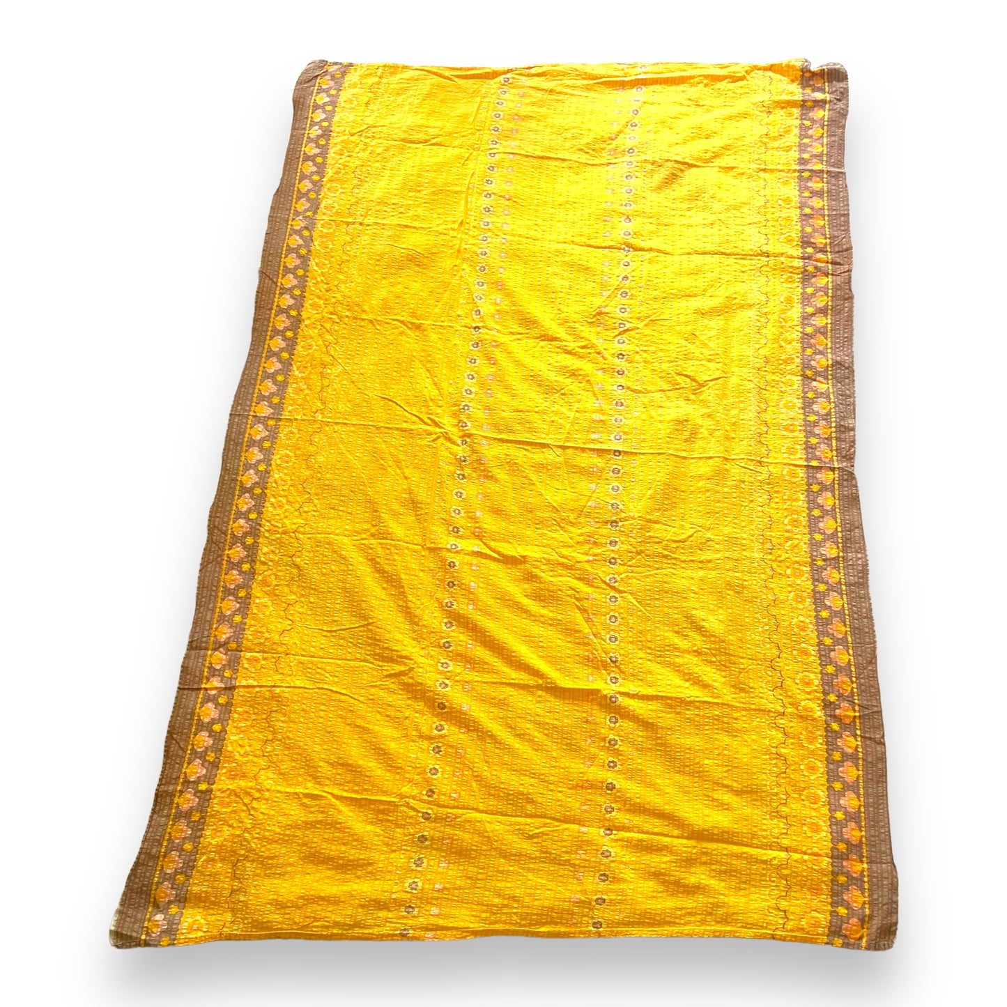 Retro Yellow Orange and Brown Flower Pattern Tablecloth