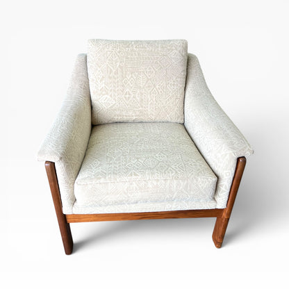 1. Danish Deluxe Single Lounge Chair Cream Patterned Upholstery