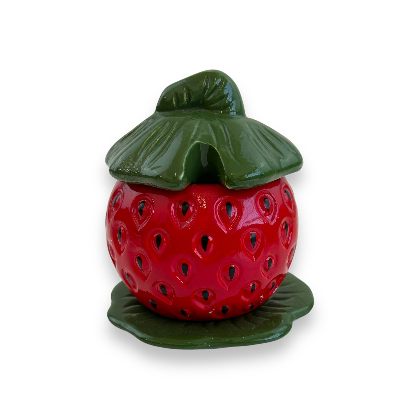 Strawberry sugar pot with lid