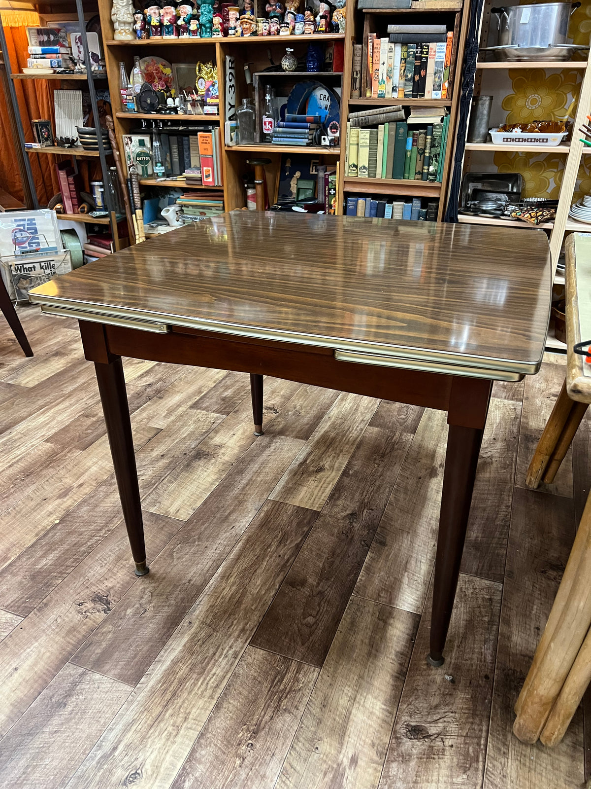 Brown Laminate Drop-Leaf Dining Table